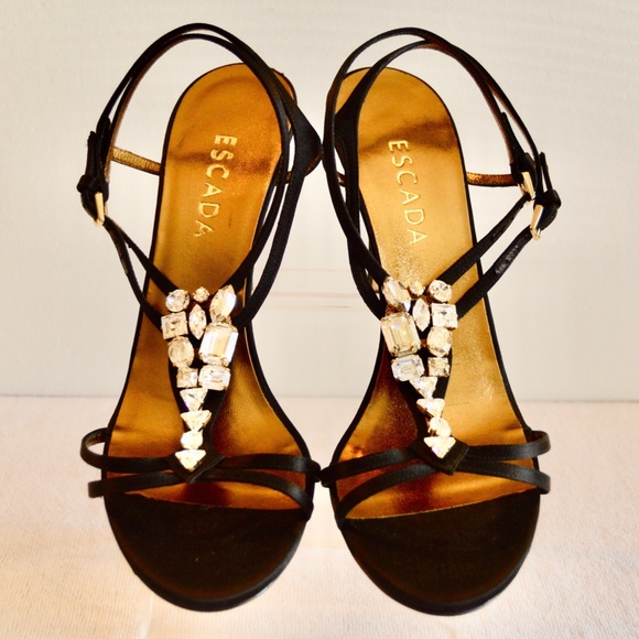 🏷️ NWT  Escada Swarovski Crystal Embellished Heels - Picture 3 of 14